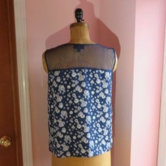 Jason Wu for Target Blue Floral Blouse Lace Yoke - Picture 4 of 6